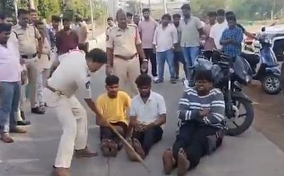 Video: ಗಾಂಜಾ ಸಾಗಣೆ ಆರೋಪಿಗಳಿಗೆ ಸಾರ್ವಜನಿಕವಾಗಿ ಥಳಿಸಿದ ಪೊಲೀಸರು- ಕಾರಣ ಏನು?