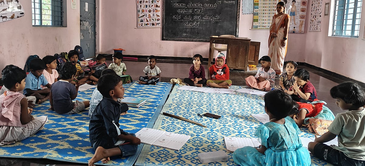 ಸಂತೇಬೆನ್ನೂರು: ಸರ್ಕಾರಿ ಶಾಲೆಯಲ್ಲಿ ಗ್ರಾಮಸ್ಥರಿಂದಲೇ ಎಲ್‌ಕೆಜಿ, ಯುಕೆಜಿ