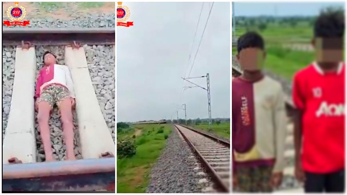 ರೈಲು ವೇಗವಾಗಿ ಚಲಿಸುವಾಗ ಹಳಿಯಲ್ಲಿ ಮಲಗಿ ಬಾಲಕನಿಂದ ಸಾಹಸ! ರೀಲ್ಸ್‌ಗಾಗಿ ವಿಡಿಯೊ