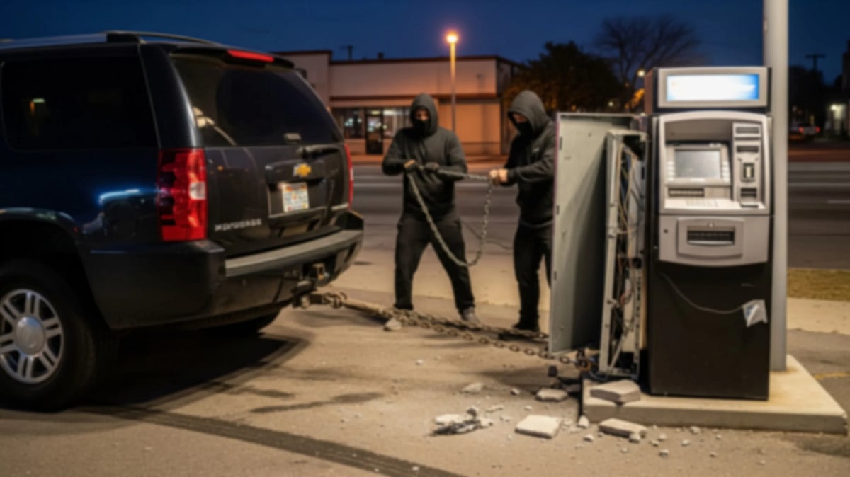 SBI ATM ಕಳ್ಳತನಕ್ಕೆ SUV ಬಳಸಿದ ಚಾಲಾಕಿ ಕಳ್ಳರು: ಹೊರಗೆಳೆಯುವ ಯತ್ನ ವಿಫಲ