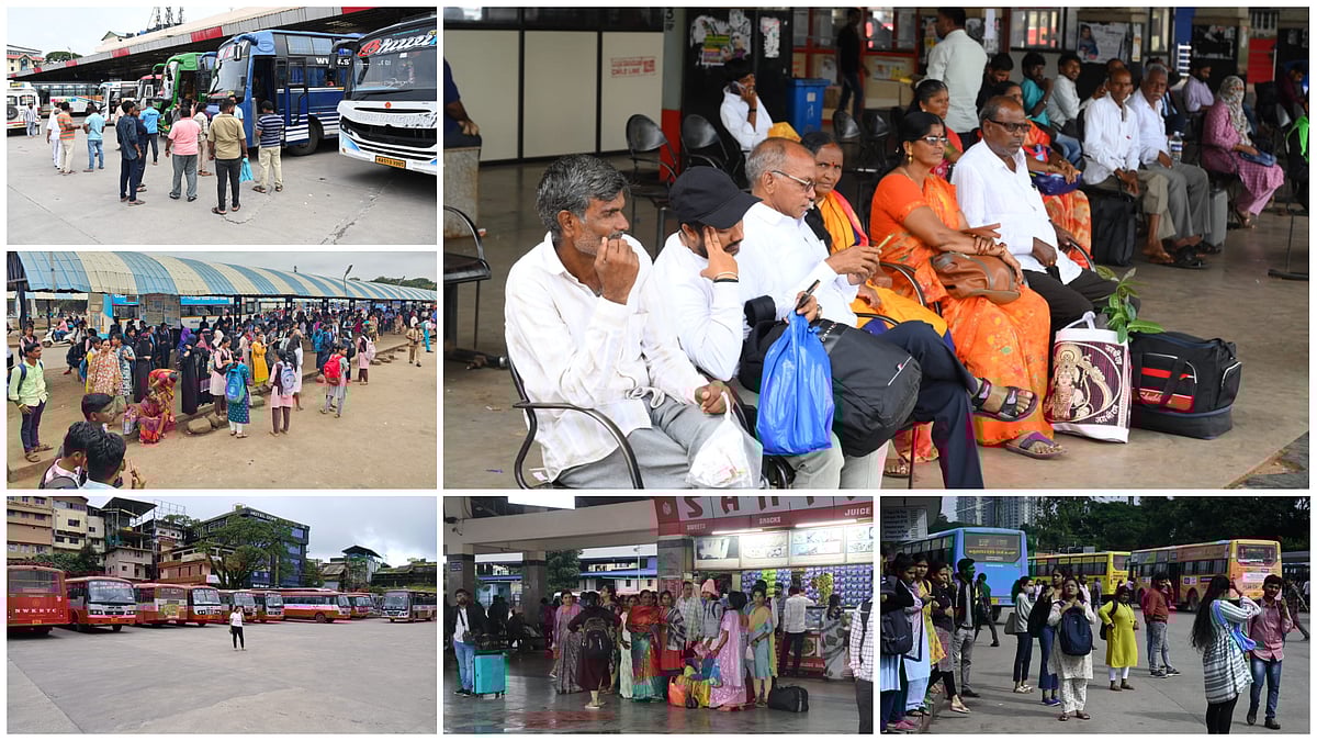 Photos | ಸಾರಿಗೆ ನೌಕರರ ಮುಷ್ಕರ: ಕಾದು ಕುಳಿತರೂ ಬರಲಿಲ್ಲ ಬಸ್‌