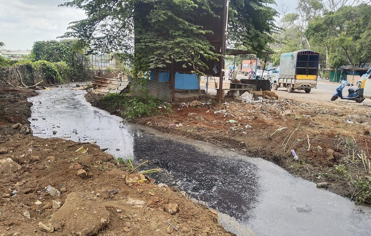 ಆನೇಕಲ್: ರಸ್ತೆ ಪಕ್ಕ ಹರಿಯುವ ‘ಹೊಲಸು ಹೊಳೆ’