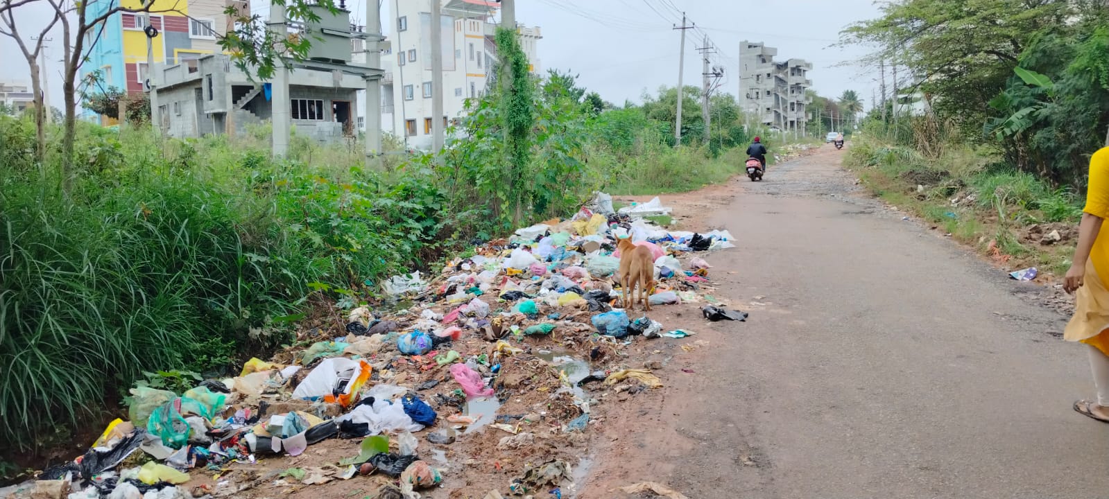 ಹೊಸಕೋಟೆಯ ಬಾಲಾಜಿ ಲೇಔಟ್ ಪ್ರವೇಶ ಭಾಗದಲ್ಲಿ ಕಸ ಸುರಿದಿರುವುದು