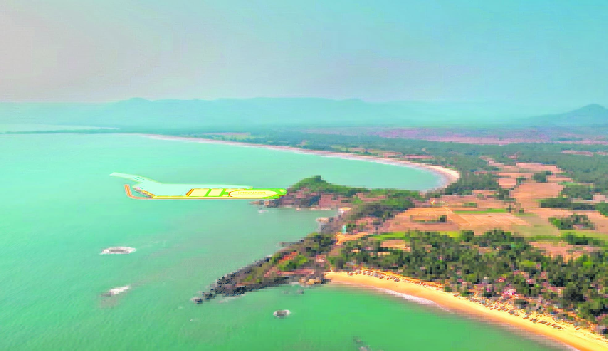 ಕೇಣಿಯಲ್ಲಿ ಸರ್ವಋತು ಆಳ ಸಮುದ್ರ ಗ್ರೀನ್‌ಫೀಲ್ಡ್ ಬಂದರು (ಕೆಂಪು ಬಣ್ಣದಲ್ಲಿ ಗುರುತಿಸಿರುವುದು) ಸ್ಥಾಪನೆಯಾಗಲಿರುವ ಪ್ರದೇಶದ ಗ್ರಾಫಿಕ್ ಚಿತ್ರ.