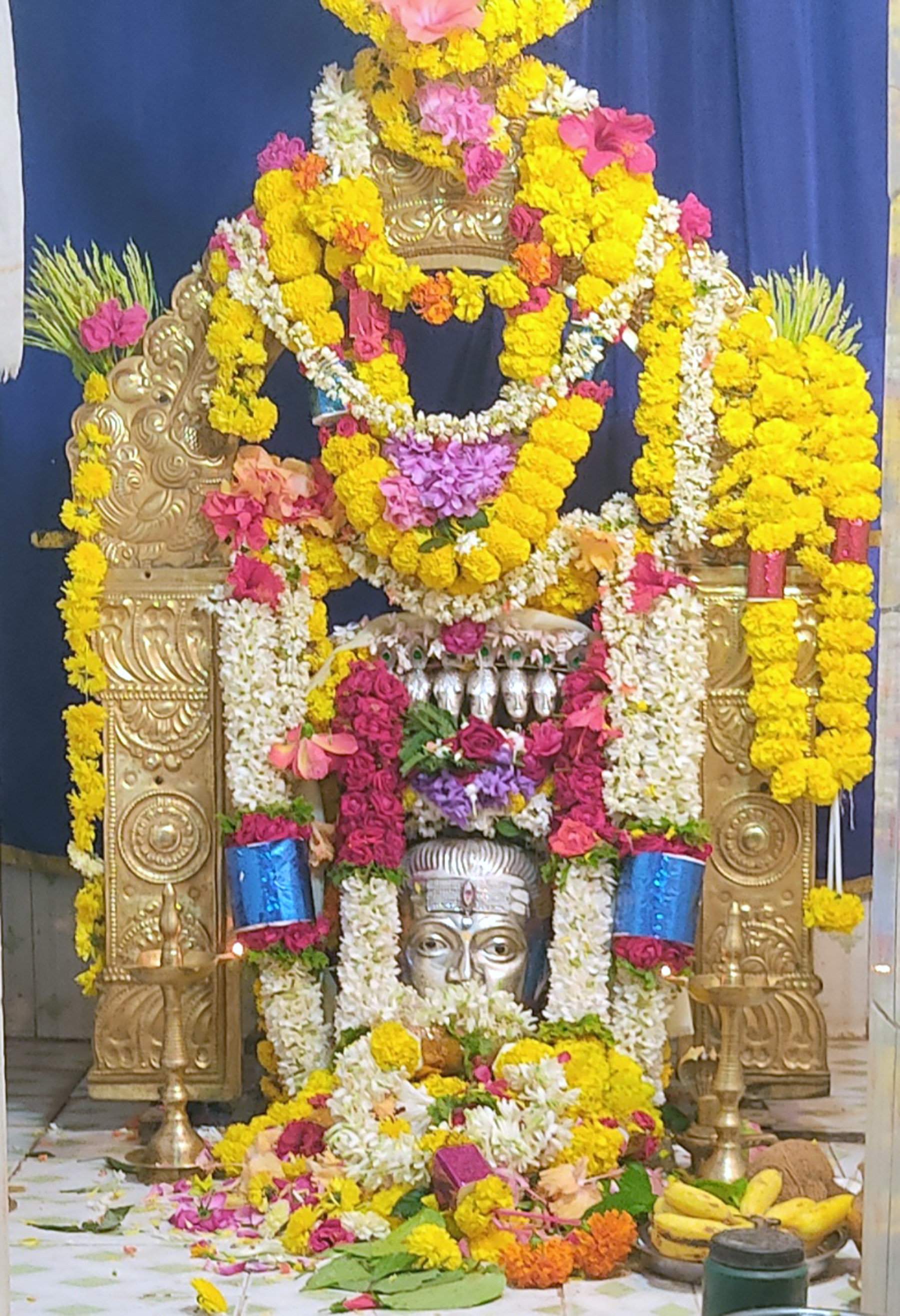 ಯಳಂದೂರು ತಾಲ್ಲೂಕಿನ ಕಂದಹಳ್ಳಿ ಮಹದೇಶ್ವರ ದೇವಾಲಯದಲ್ಲಿ ಶುಕ್ರವಾರ ಅಮಾವಾಸ್ಯೆ ರಥೋತ್ಸವದ ಹಿನ್ನಲೆಯಲ್ಲಿ ಉದ್ಭವ ಲಿಂಗಕ್ಕೆ ವಿಶೇಷ ಅಲಂಕಾರ ಮಾಡಲಾಗಿತ್ತು.