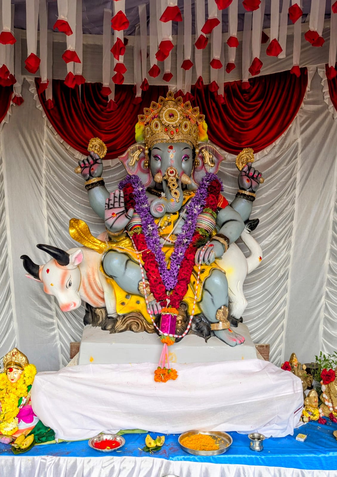 ನಗರದ ದೇವಾಂಗ ಬೀದಿಯಲ್ಲಿ ಪ್ರತಿಷ್ಠಾಪಿಸಿರುವ ಗಣಪತಿ