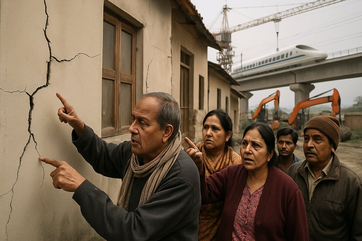 ಬುಲೆಟ್ ರೈಲು ಕಾಮಗಾರಿಯಿಂದ ಕಟ್ಟಡಗಳಲ್ಲಿ ಬಿರುಕು: ಗ್ರಾಮಸ್ಥರ ಕಳವಳ