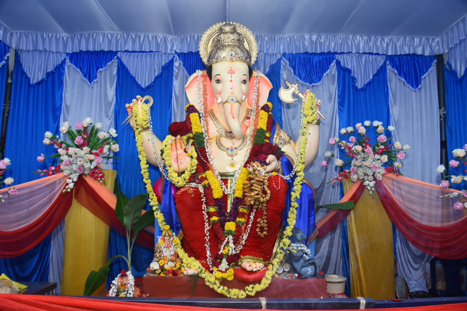 ದಾವಣಗೆರೆಯ ಬಿಐಟಿ ಕಾಲೇಜು ರಸ್ತೆಯಲ್ಲಿ ಸ್ಕೈ ಗ್ರೂಪ್‌ ವತಿಯಿಂದ ಪ್ರತಿಷ್ಠಾಪಿಸಿದ ಗಣೇಶ ಮೂರ್ತಿ 