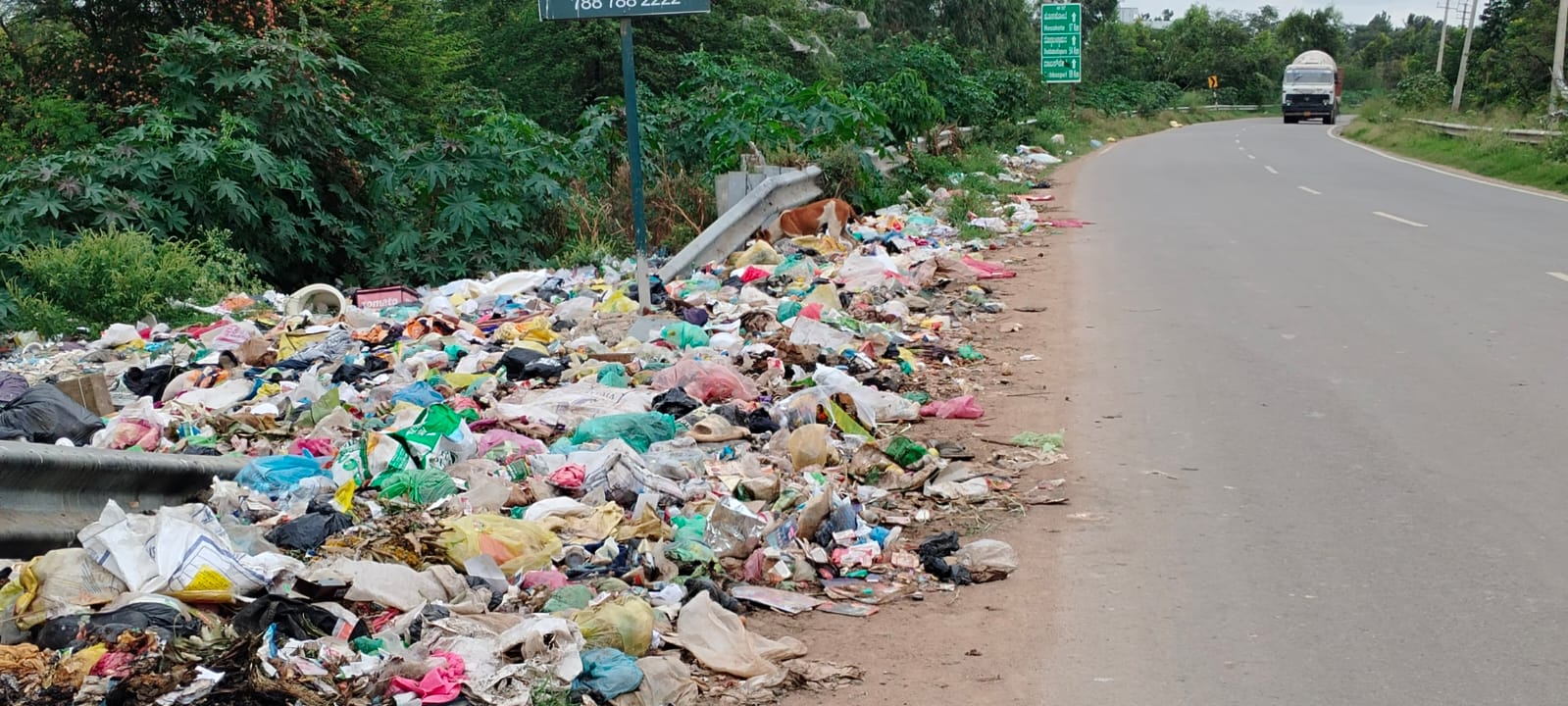 ಕೆರೆ ಏರಿಯ ಮೇಲೆ ಕಸ