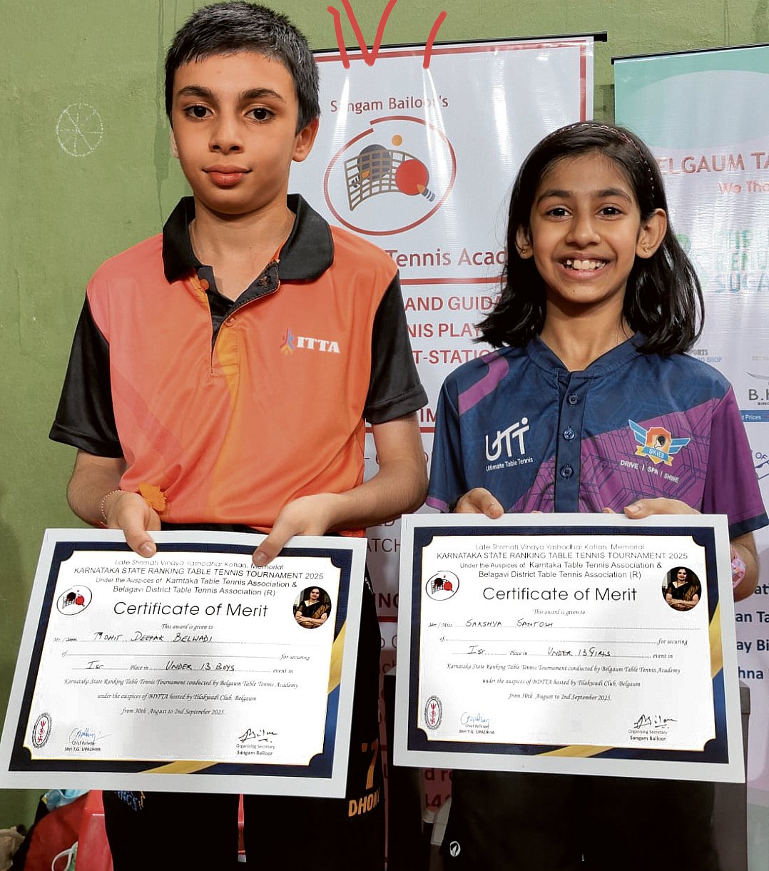 ಟೇಬಲ್‌ ಟೆನಿಸ್‌ ಟೂರ್ನಿ: ಮೋಹಿತ್‌, ಸಾಕ್ಷ್ಯಾಗೆ ಪ್ರಶಸ್ತಿ