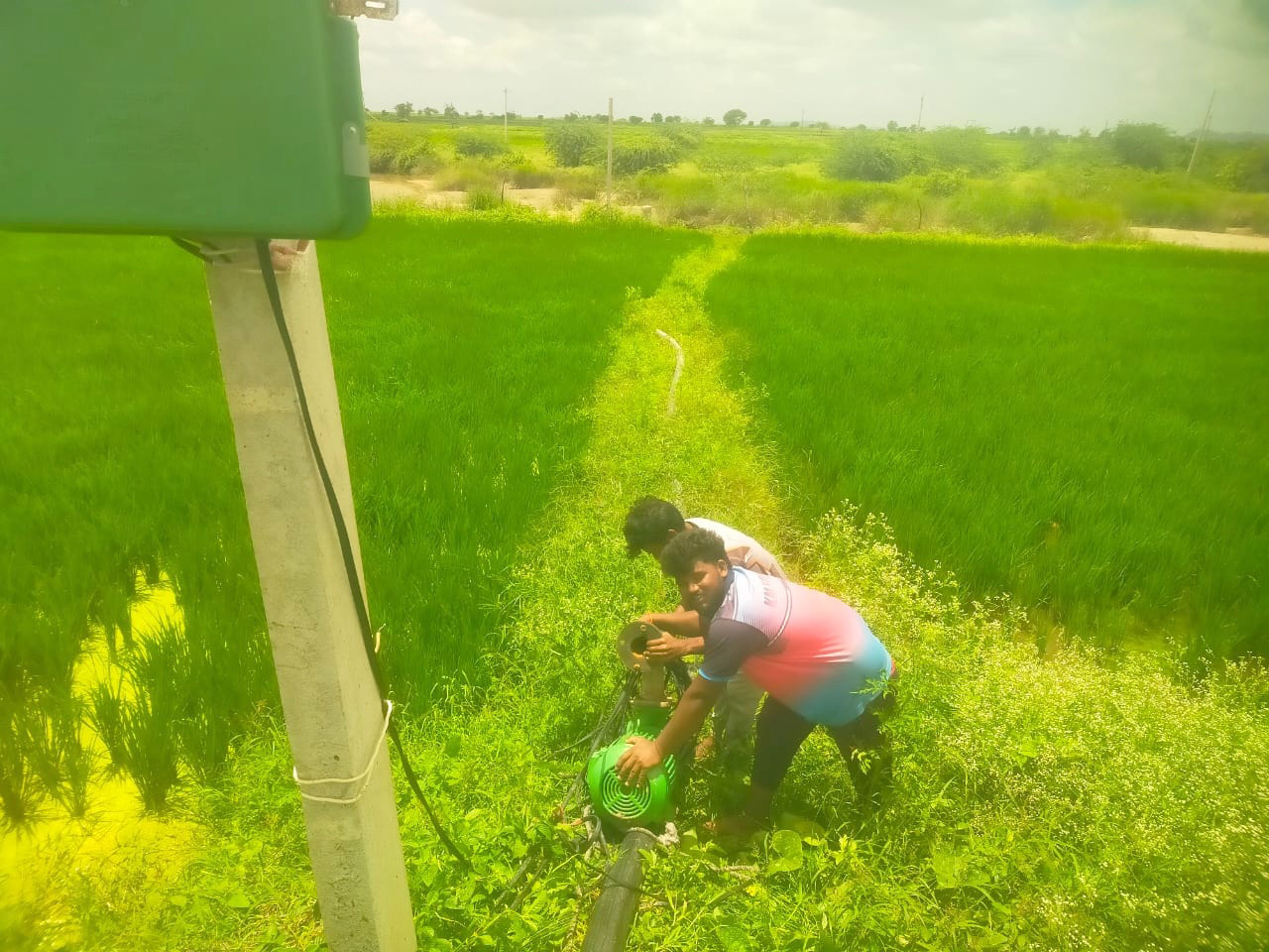 ಶಹಾಪುರ ತಾಲ್ಲೂಕಿನ ಕೊಳ್ಳೂರ(ಎಂ) ಗ್ರಾಮದ ಕೃಷ್ಣಾ ನದಿ ತಟದ ರೈತರು ಸೋಮವಾರ ಪ್ರವಾಹ ಇಳಿಮುಖವಾಗಿದ್ದರಿಂದ ಕೃಷಿ ಪಂಪಸೆಟ್ ದುರಸ್ತಿಗೊಳಿಸಿದರು