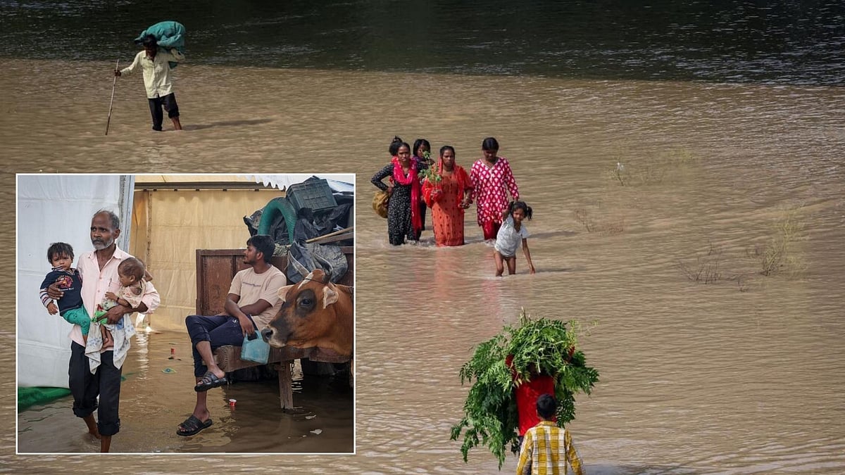 ದೆಹಲಿ | ಉಕ್ಕಿದ ಯಮುನೆ; ತಗ್ಗು ಪ್ರದೇಶಗಳ ಜನರ ಬದುಕು ಮೂರಾಬಟ್ಟೆ