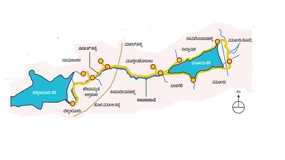 ಬೆಳ್ಳಂದೂರು– ವರ್ತೂರು ಕೆರೆ ನಡುವೆ ರಸ್ತೆ