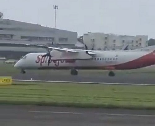 ಟೇಕ್ ಆಫ್ ಆದ ಬಳಿಕ ಕಳಚಿದ ಚಕ್ರ; ಸ್ಪೈಸ್‌ ಜೆಟ್‌ ವಿಮಾನ ತುರ್ತು ಭೂಸ್ಪರ್ಶ