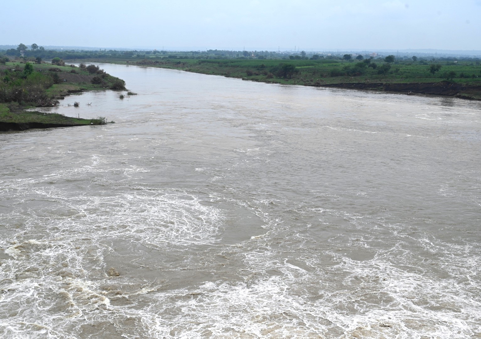 ಮೈದುಂಬಿ ಹರಿಯುತ್ತಿರುವ ಮಾಂಜ್ರಾ ನದಿ ಔರಾದ್‌ ತಾಲ್ಲೂಕಿನ ಕೌಠಾ (ಬಿ) ಸೇತುವೆಯಿಂದ ಕಂಡಿದ್ದು
