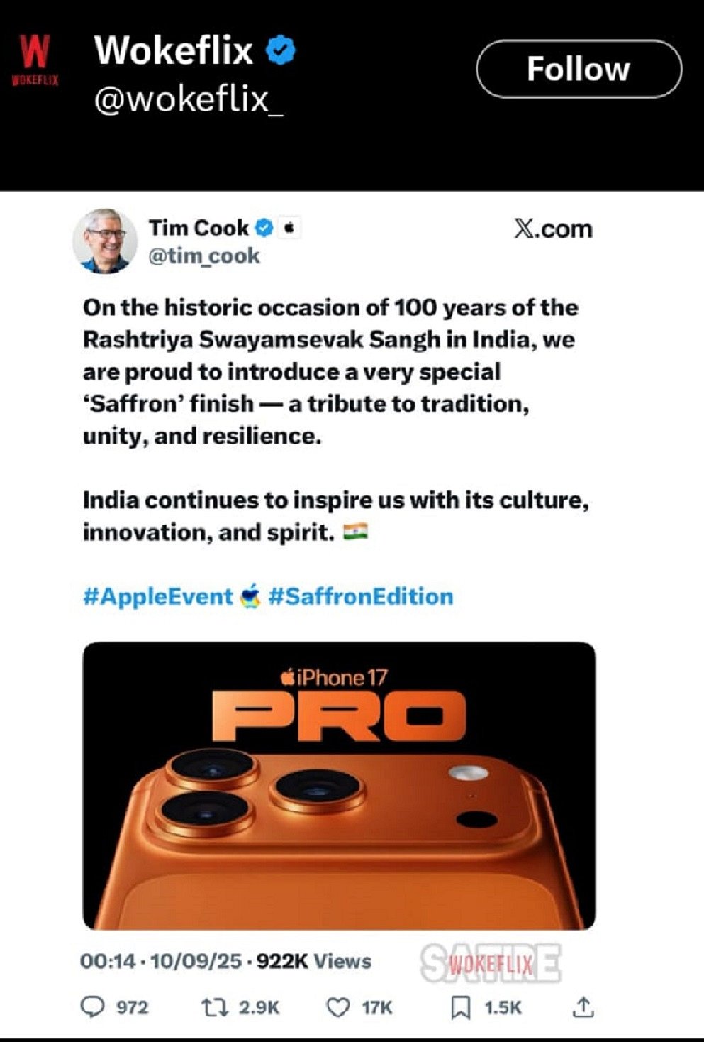 Fact Check: RSS ಶತಮಾನೋತ್ಸವಕ್ಕೆ ಕೇಸರಿ ಬಣ್ಣದ ಐಫೋನ್‌ ಬಿಡುಗಡೆಯಾಗಿಲ್ಲ