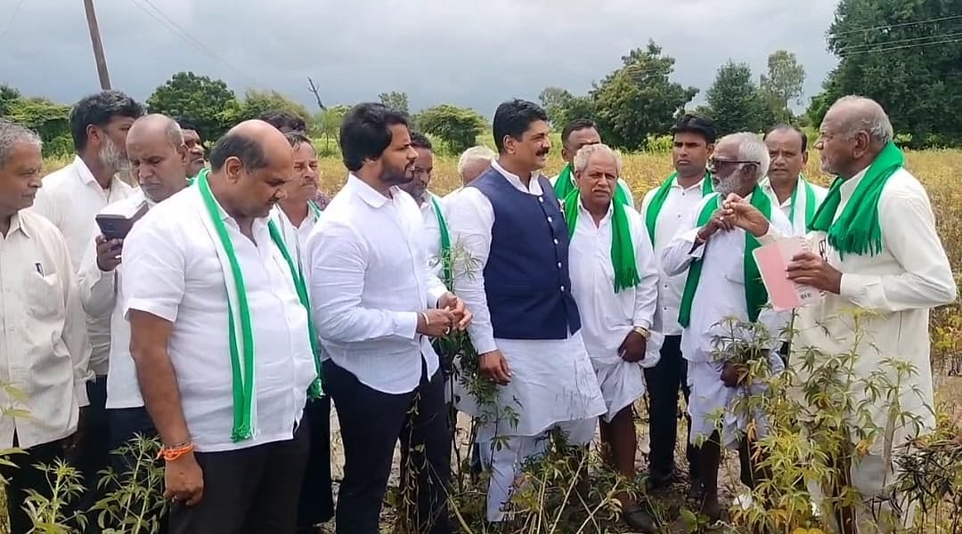 ನಿಖಿಲ್ ಕುಮಾರಸ್ವಾಮಿ ಬೀದರ್ ಜಿಲ್ಲಾ ಸಂಚಾರ: ಬೆಳೆ, ಮನೆ ಹಾನಿ ವೀಕ್ಷಣೆ