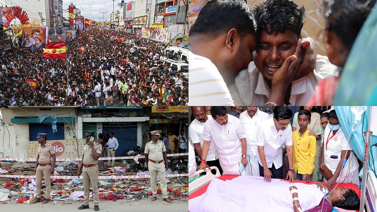 Photos | ಕಾಲ್ತುಳಿತ: ಹೃದಯ ವಿದ್ರಾವಕ ದೃಶ್ಯಗಳಿಗೆ ಸಾಕ್ಷಿಯಾದ  ಕರೂರು ಆಸ್ಪತ್ರೆ