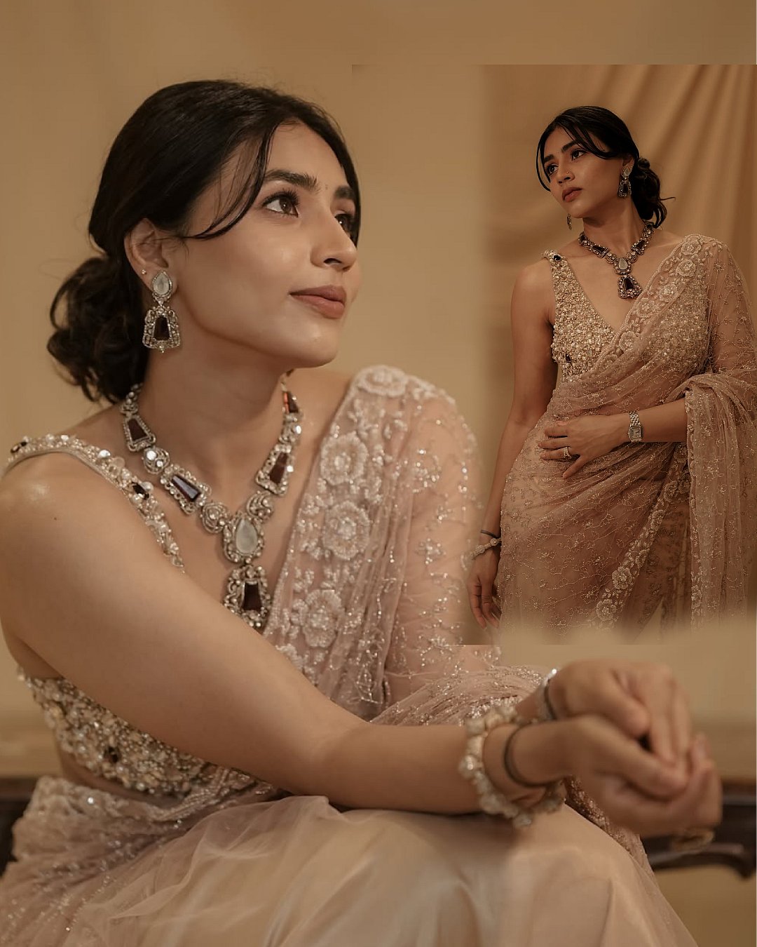 PHOTOS | ಸೀರೆಯುಟ್ಟು ಮಿಂಚಿದ ಕಾಂತಾರ ಬೆಡಗಿ  ಸಪ್ತಮಿ ಗೌಡ