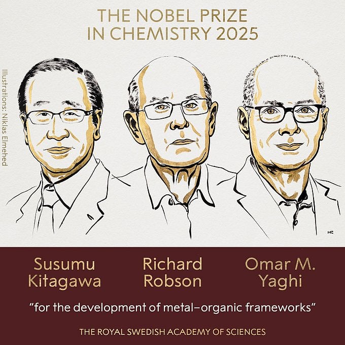 Nobel Prize: ಮೂವರು ವಿಜ್ಞಾನಿಗಳಿಗೆ ರಸಾಯನಶಾಸ್ತ್ರ ನೊಬೆಲ್ ಪ್ರಶಸ್ತಿ