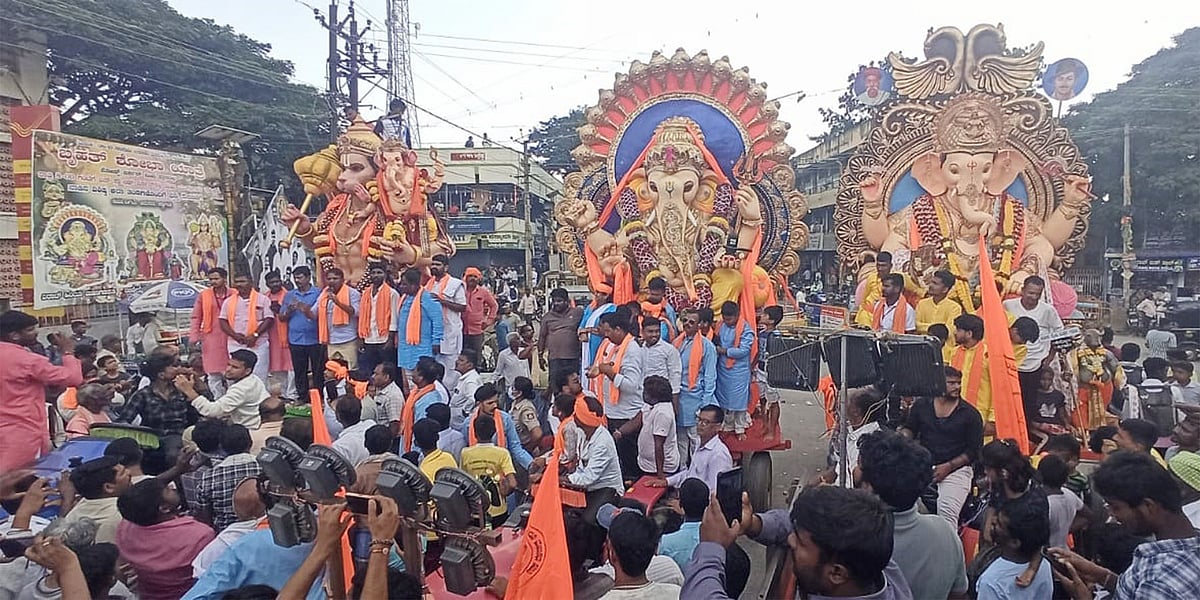ರಾಣೆಬೆನ್ನೂರು: ಗಣೇಶ ಮೂರ್ತಿಗಳ ಶೋಭಾಯಾತ್ರೆ