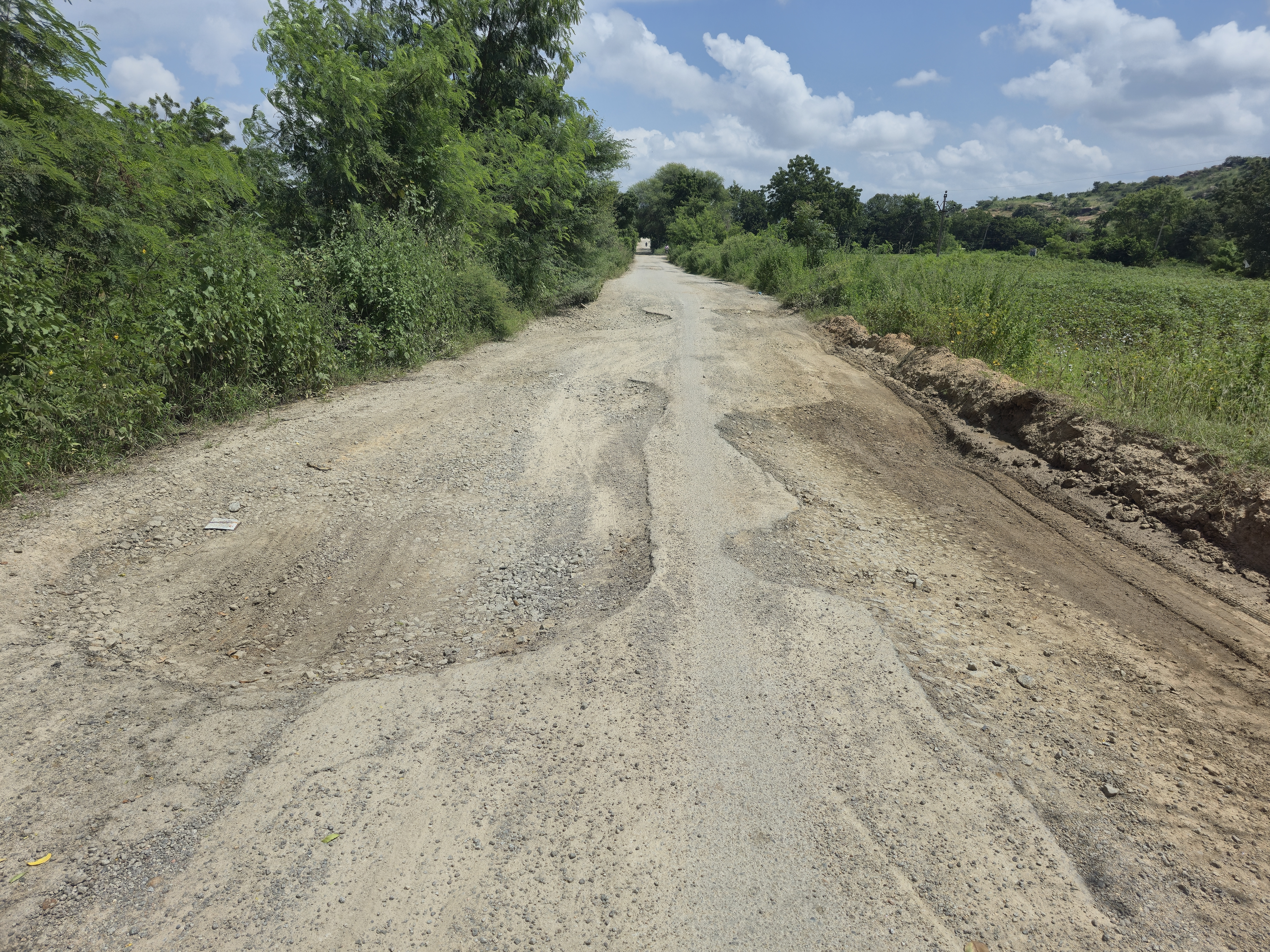ಯಾದಗಿರಿ ತಾಲ್ಲೂಕಿನಲ್ಲಿ ಕಿತ್ತು ಹೋದ ರಸ್ತೆಯ ಡಾಂಬರ್