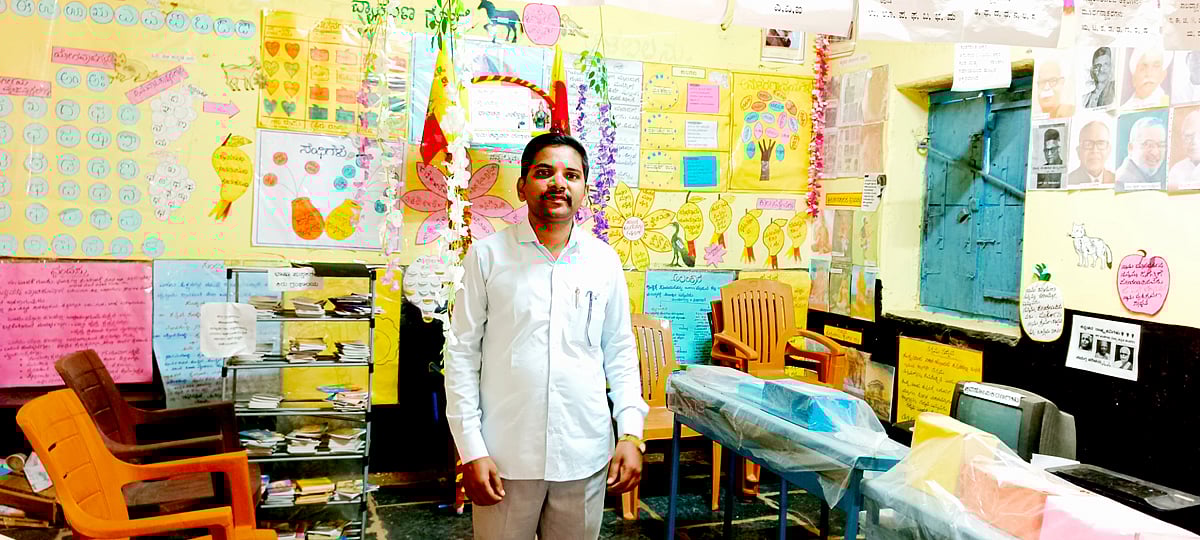 ನರೇಗಲ್‌: ಸರ್ಕಾರಿ ಶಾಲೆ ಅಭಿವೃದ್ಧಿಗೆ ಪಣತೊಟ್ಟ ಶಿಕ್ಷಕ