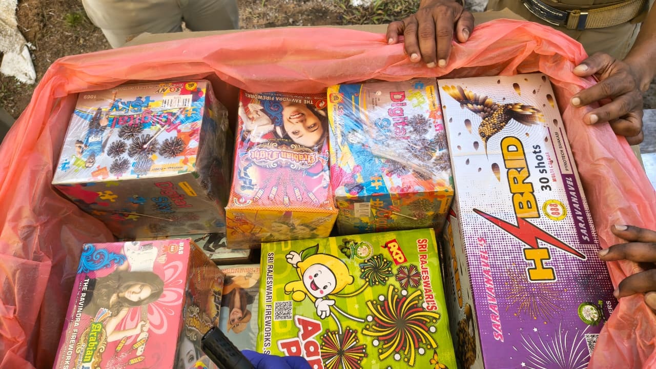 ವಶಪಡಿಸಿಕೊಂಡಿದ್ದ ಪಟಾಕಿಗಳು