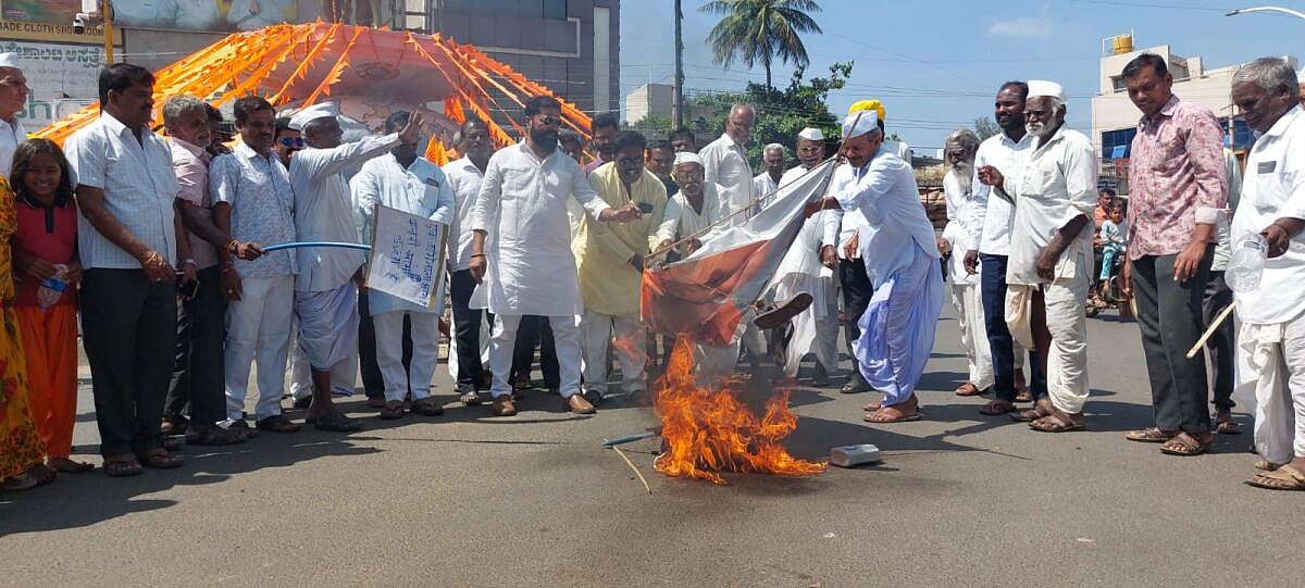 ಬಸವನಬಾಗೇವಾಡಿ: ಕನೇರಿ ಶ್ರೀ ಪ್ರತಿಕೃತಿ ದಹಿಸಿ ಆಕ್ರೋಶ