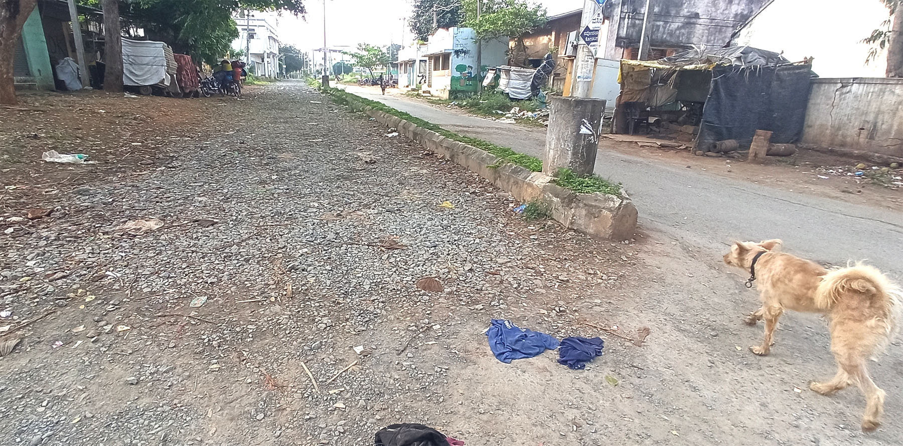 ರಾಣೆಬೆನ್ನೂರಿನ ಹಳೇ ಮಾಗೋಡ ಡಿವೈಡರ್‌ ರಸ್ತೆ ಕಾಮಗಾರಿ ಅರ್ಧಕ್ಕೆ ನಿಂತು ವರ್ಷ ಗತಿಸಿದೆ.