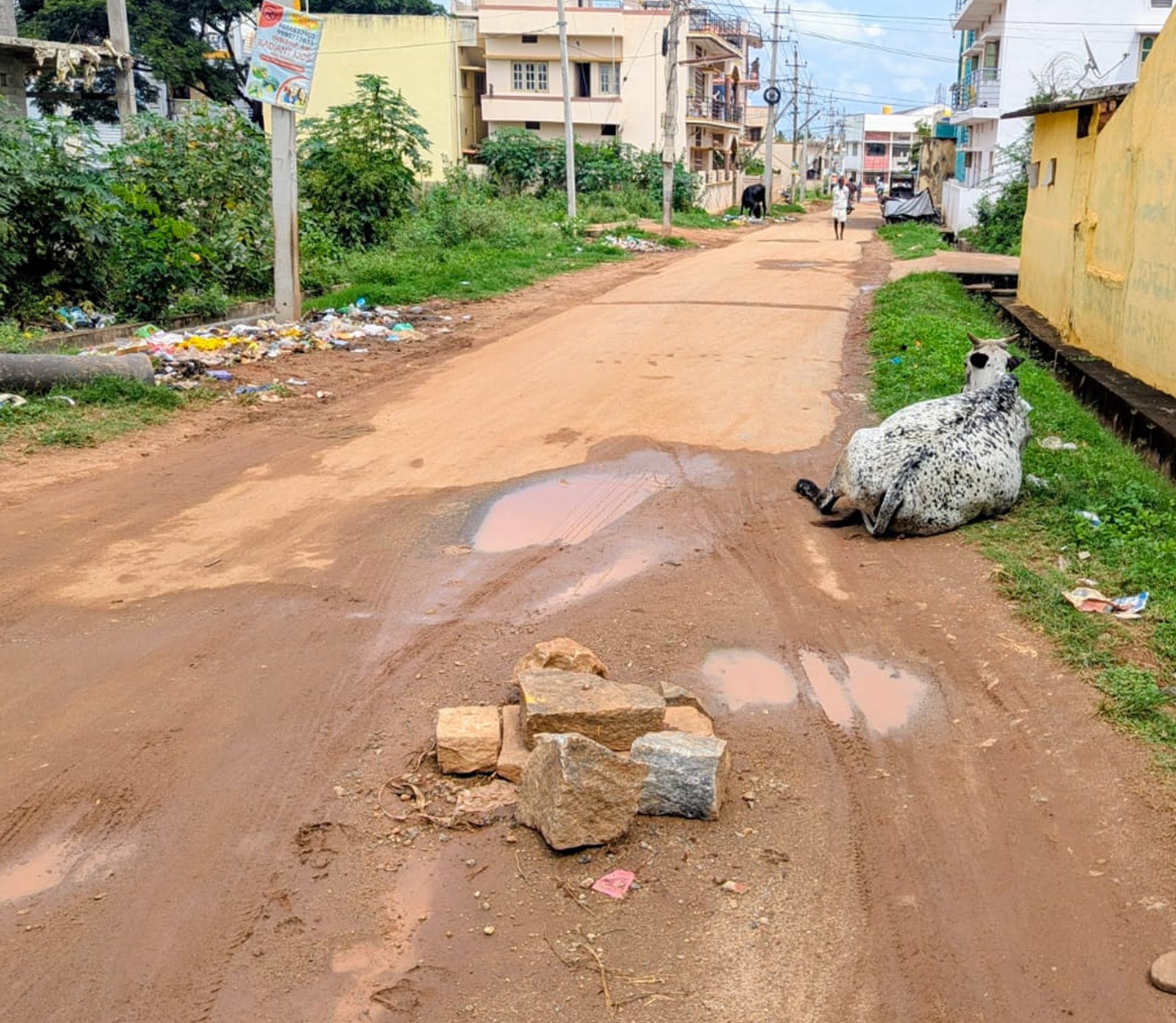 ರಾಘವೇಂದ್ರ ಚಿತ್ರಮಂದಿರಕ್ಕೆ ಸಂಪರ್ಕ ಕಲ್ಪಿಸುವ ರಸ್ತೆಯಲ್ಲಿ ಹಾಳಾಗಿರುವ ಯುಜಿಡಿ