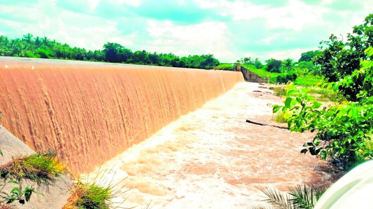 ತುಮಕೂರು ಜಿಲ್ಲೆ ಕುಣಿಗಲ್ ತಾಲ್ಲೂಕಿನ ಸಂಕೇನಪುರ ಕೆರೆ ಕೋಡಿ ಹರಿಯಿತು