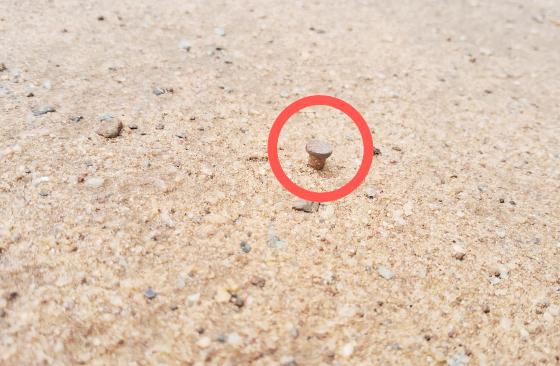 ನೆಲಕ್ಕೆ ಹೊಡೆದಿರುವ ಮೊಳೆ