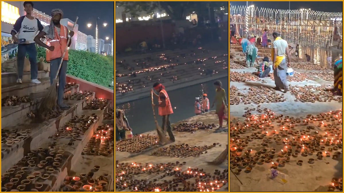 Video: ಉರಿಯುತ್ತಿದ್ದ ದೀಪಗಳನ್ನೇ ಗುಡಿಸಿದ ಪೌರಕಾರ್ಮಿಕರು; ಅಯೋಧ್ಯೆಯಲ್ಲಿ ವಿವಾದ