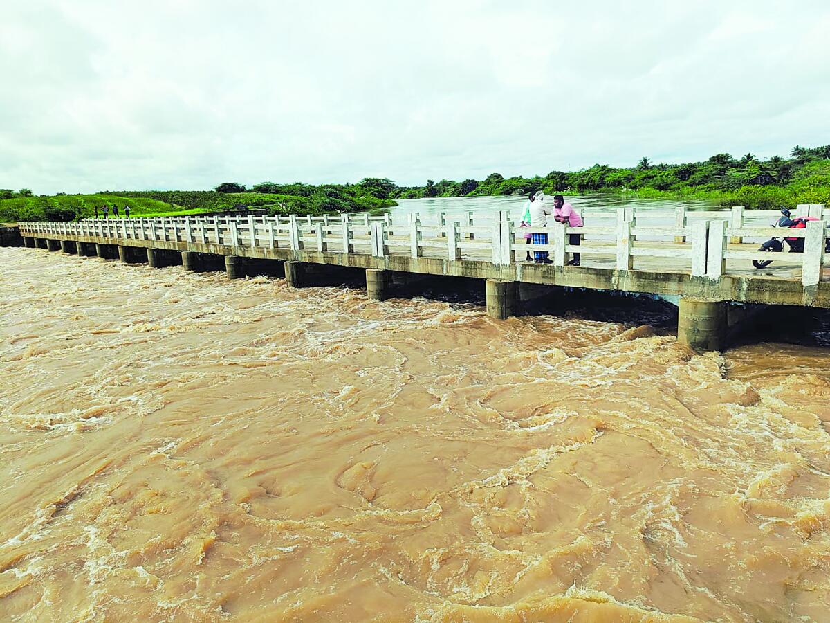 ಚಿತ್ರದುರ್ಗ ಜಿಲ್ಲೆ ಹೊಸದುರ್ಗ ತಾಲ್ಲೂಕಿನ ಕನ್ನಾಗುಂದಿ ಸಮೀಪದ ಸೇತುವೆ ಬಳಿ ವೇದಾವತಿ ನೀರು ಮೈದುಂಬಿ ಹರಿಯಿತು