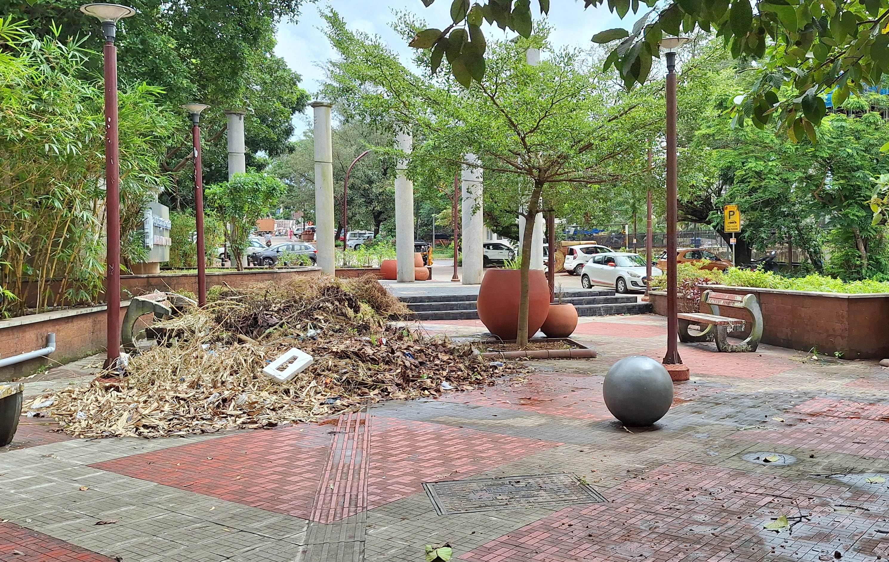 ಕದ್ರಿ ಪಾರ್ಕ್ ಆವರಣದಲ್ಲಿ ಕಸದ ರಾಶಿ ಬಿದ್ದಿರುವುದು