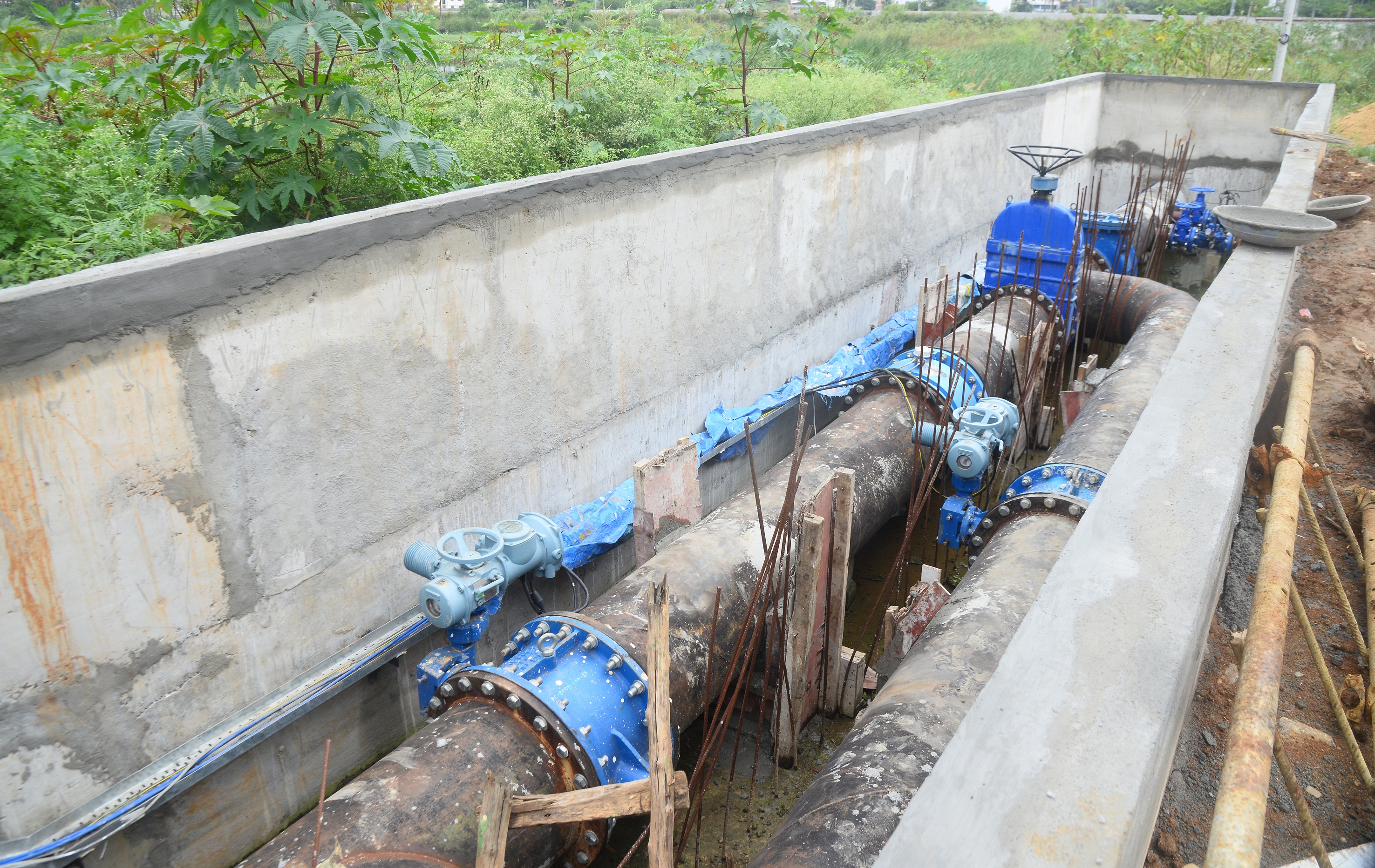 ಭೀಮಸಂದ್ರ ಕೆರೆ ಬಳಿ ಪೈಪ್‌ ಲೈನ್‌