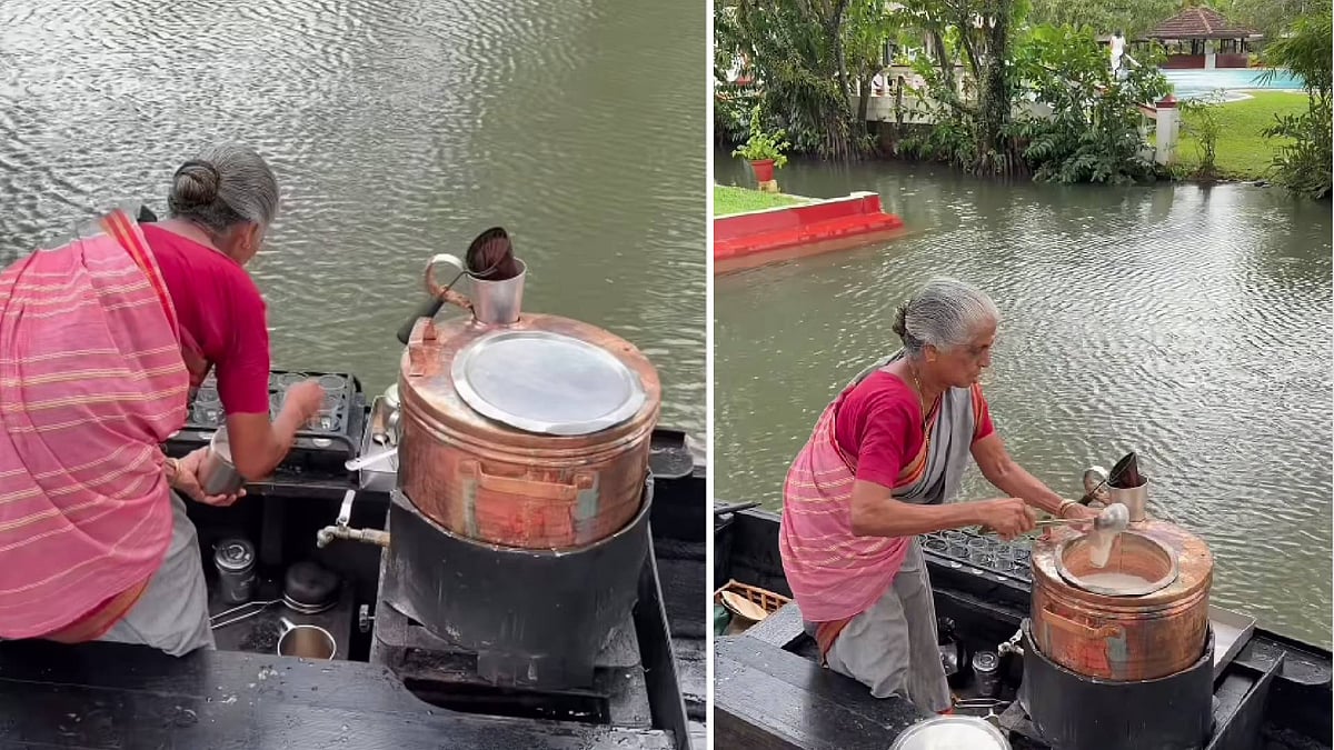ದೋಣಿಯಲ್ಲೇ ಚಹಾ ಅಂಗಡಿ ತೆರೆದ ವೃದ್ಧೆ; ನೆಟ್ಟಿಗರ ಮೆಚ್ಚುಗೆ