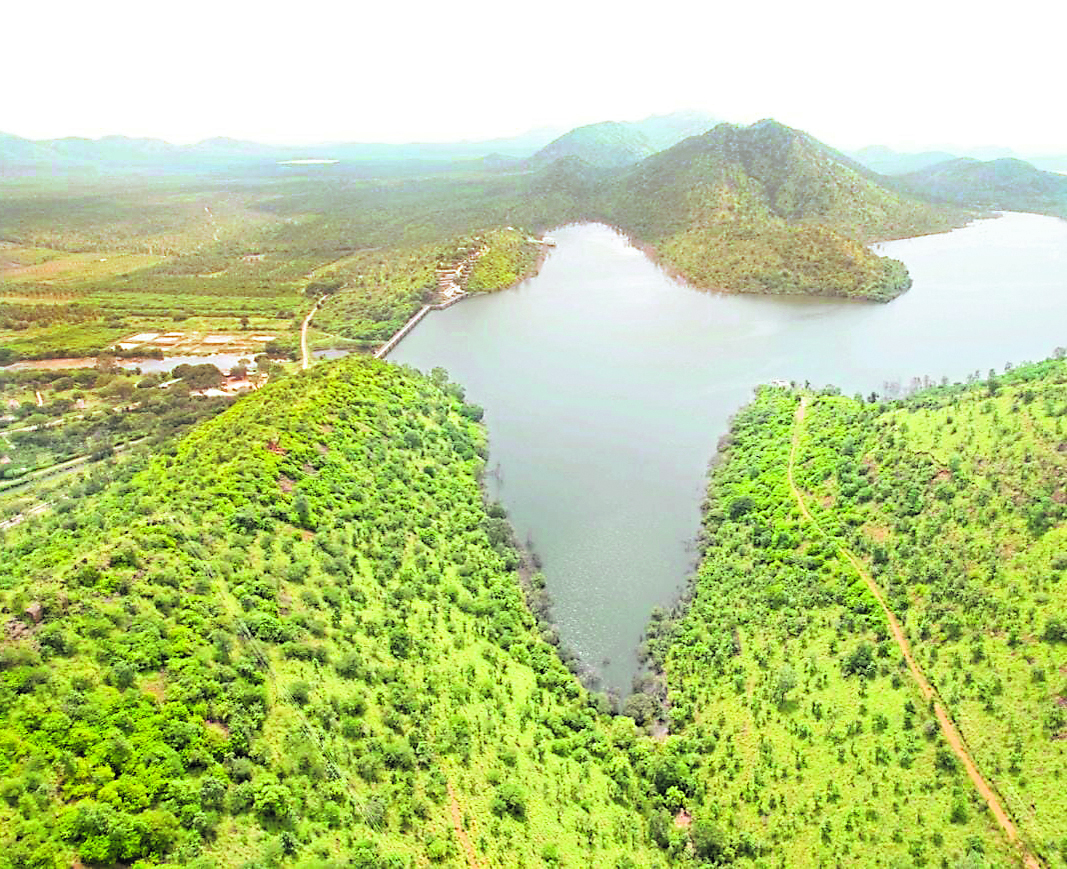 ಕ್ಯಾಮೆರಾ ಕಣ್ಣಿಗೆ ಭಾರತದ ಭೂಪಟದಂತೆ ಕಾಣುವ ವಿವಿ ಸಾಗರ ಜಲಾಶಯ