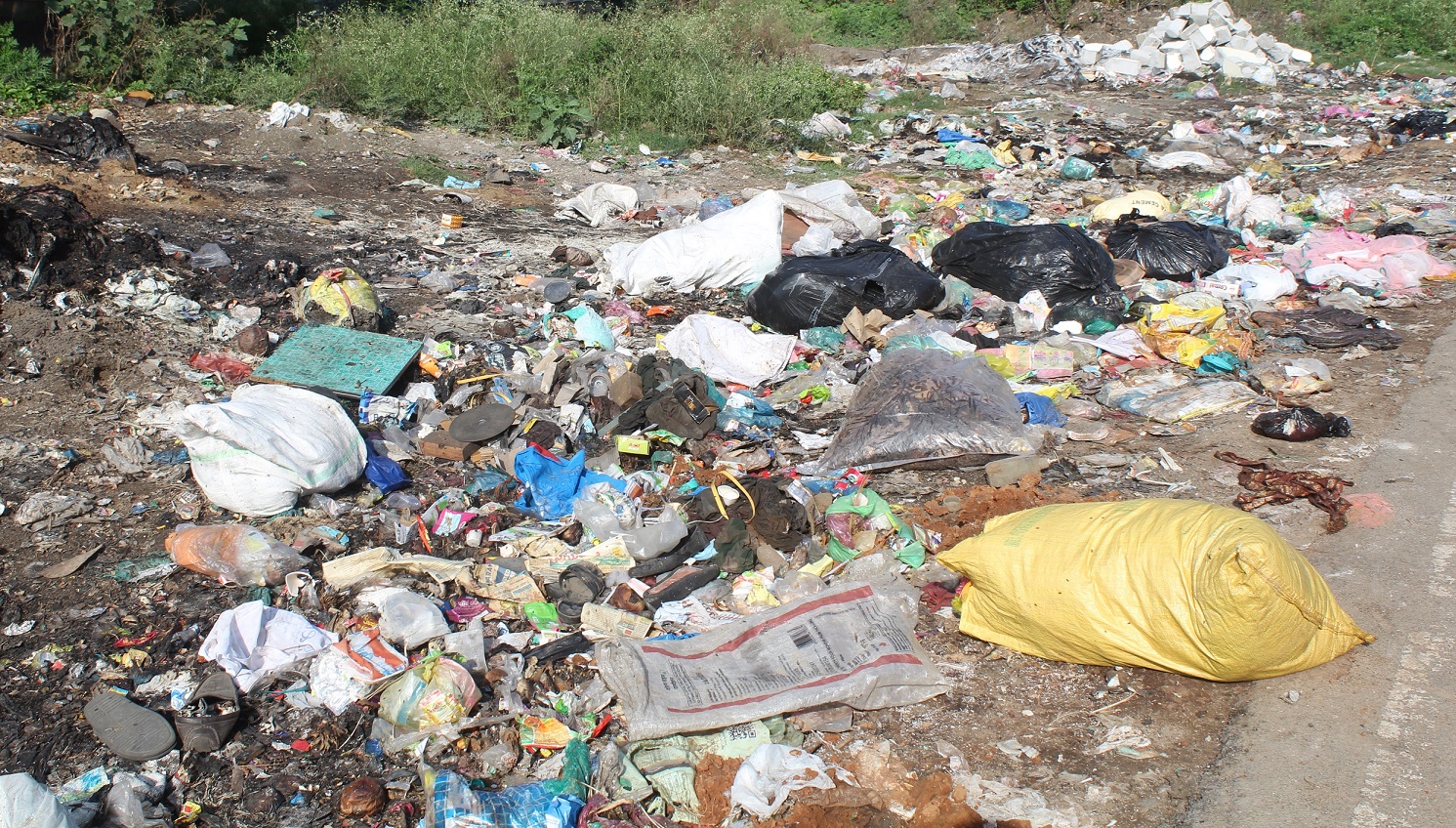 ವಡ್ಡರಪಾಳ್ಯ ರಸ್ತೆ ಬದಿಗಳಲ್ಲಿಯೇ ಕಸ ಬಿದ್ದಿರುವುದು