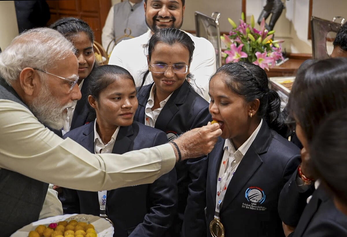 ಟಿ20 ವಿಶ್ವಕಪ್ ಗೆದ್ದ ಮಹಿಳಾ ಅಂಧರ ಕ್ರಿಕೆಟ್ ತಂಡವನ್ನು ಭೇಟಿಯಾದ ಪ್ರಧಾನಿ ಮೋದಿ