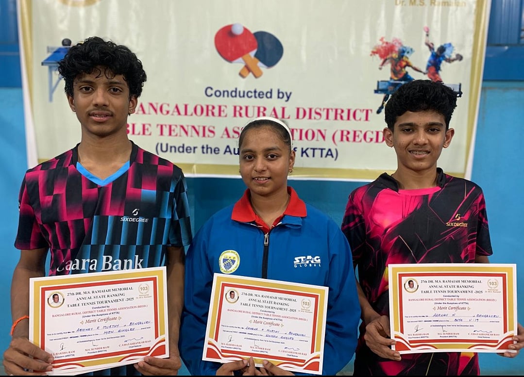 ಟೇಬಲ್‌ ಟೆನಿಸ್‌ ಟೂರ್ನಿ: ಅಭಿನವ್, ಸಹನಾಗೆ ಸಿಂಗಲ್ಸ್ ಪ್ರಶಸ್ತಿ