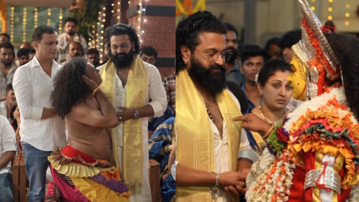 ರಿಷಬ್‌ ಶೆಟ್ಟಿ ಮಡಿಲಲ್ಲಿ ಮಲಗಿದ ದೈವ: ಚರ್ಚೆಗೆ ಕಾರಣವಾದ ದೈವ ನರ್ತಕರ ನಡೆ