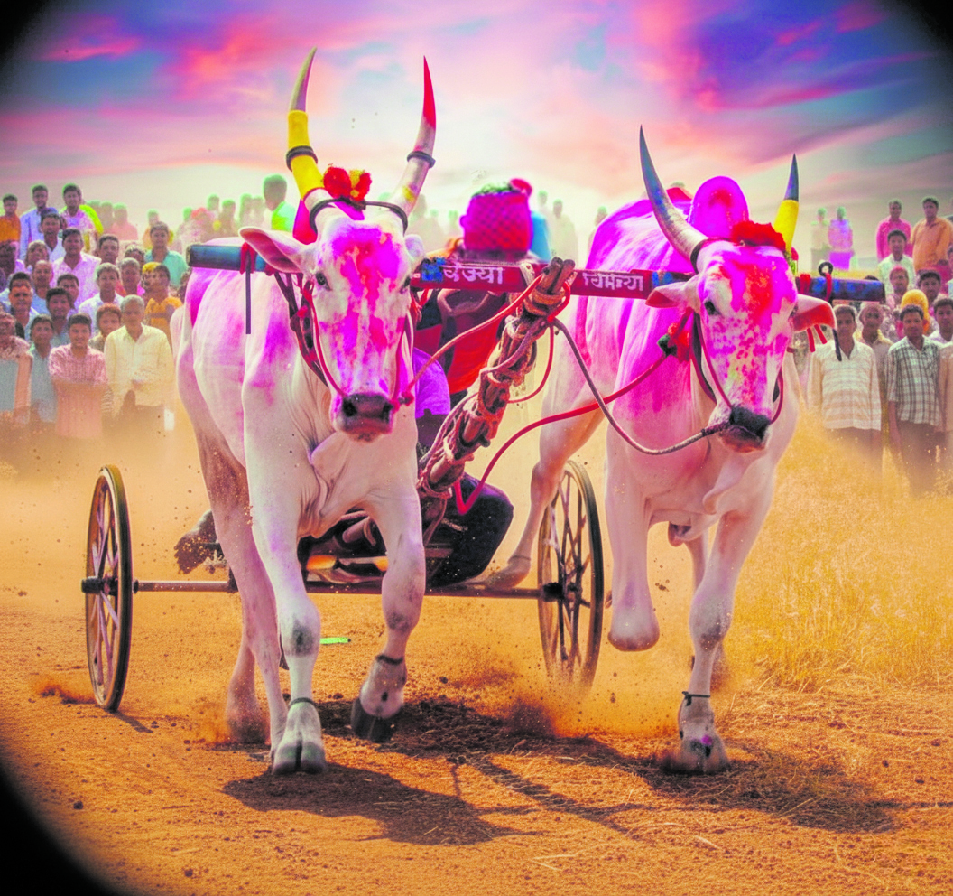 ಬೋರಗಾಂವ್‌ನಲ್ಲಿ ನಡೆದ ಸ್ಪರ್ಧೆಯಲ್ಲಿ ಫಾರ್ಚ್ಯೂನರ್‌ ಗೆದ್ದ ‘ಹೆಲಿಕಾಪ್ಟರ್‌ ಬೈಜ್ಯಾ’(ಎಡದಲ್ಲಿರುವುದು)ಮತ್ತು ‘ಬ್ರೇಕ್‌ಫೇಲ್‌’  ಖ್ಯಾತಿಯ ಎತ್ತಿನ ಜೋಡಿ