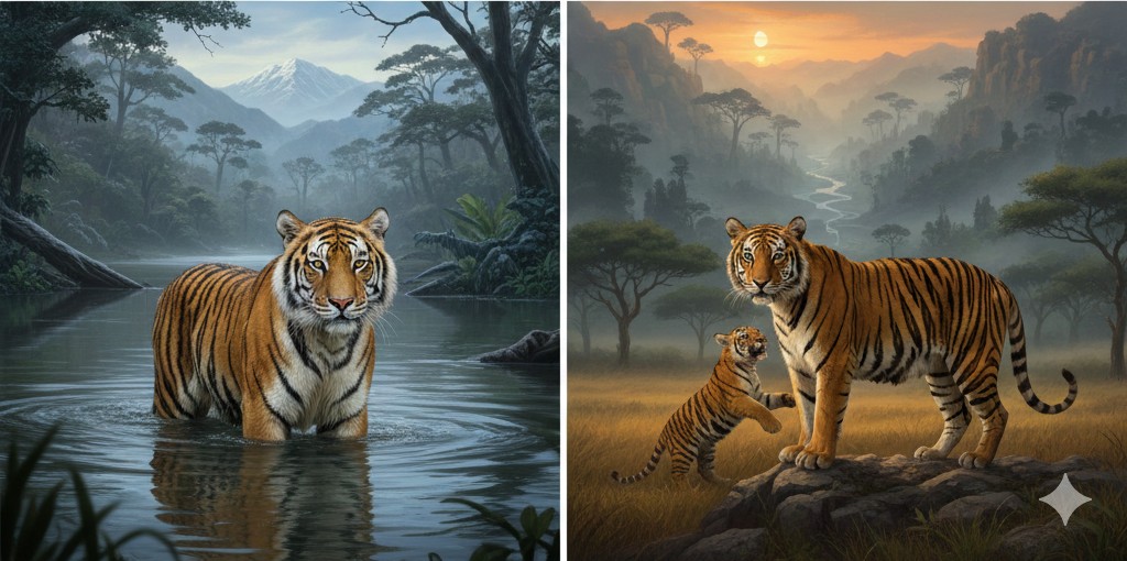 ಹುಲಿಗಳ Gemini AI ಚಿತ್ರ