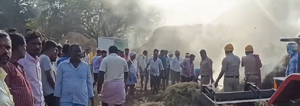 ಮಲೇಬೆನ್ನೂರು | ಅಗ್ನಿ ಆಕಸ್ಮಿಕ: ಹುಲ್ಲಿನ ಬಣವೆ ಭಸ್ಮ