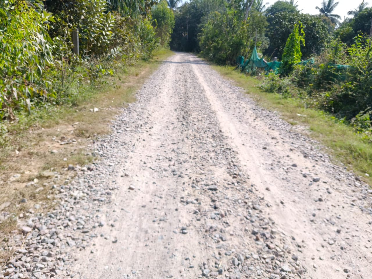 ನರಸೀಪುರ ತೋಪಿನ ಮಧುಗಿರಿ ಮುಖ್ಯರಸ್ತೆಯಿಂದ ಎಲೆಕ್ಯಾತನಹಳ್ಳಿ ಮುಖ್ಯರಸ್ತೆಗೆ ಸಂಪರ್ಕಿಸುವ ರಸ್ತೆಯಲ್ಲಿ ಜಲ್ಲಿ ಹರಡಿರುವುದು