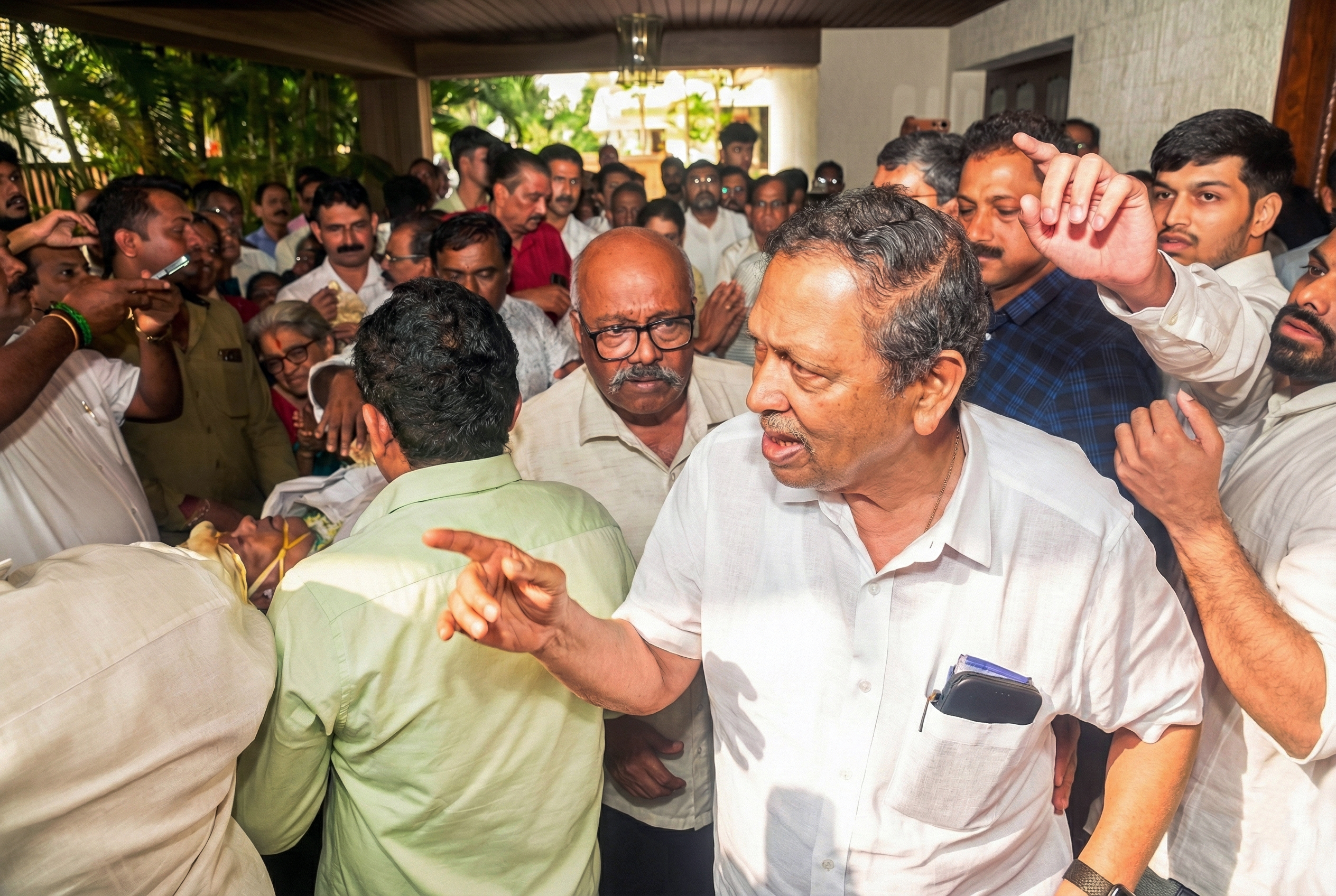 ನಿವೃತ್ತ ನ್ಯಾಯಮೂರ್ತಿ ಸಂತೋಷ ಹೆಗ್ಡೆ ಅವರು ವಿನಯ ಹೆಗ್ಡೆ ಮೃತದೇಹವನ್ನು ನಿಟ್ಟೆಗೆ ತೆಗೆದುಕೊಂಡು ಹೋದಾಗ ಜೊತೆಯಲ್ಲಿ ಸಾಗಿದರು  ಪ್ರಜಾವಾಣಿ ಚಿತ್ರ  