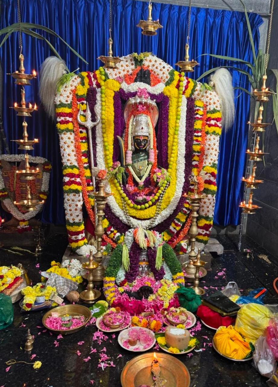 ಆನೇಕಲ್ ತಾಲ್ಲೂಕಿನ ಹೆನ್ನಾಗರ ಯಲ್ಲಮ್ಮ ದೇವಿ ದೇವಾಲಯದಲ್ಲಿ ದೇವಿಯ ಬ್ರಹ್ಮರಥೋತ್ಸವದ ಪ್ರಯುಕ್ತ ದೇವಿಗೆ ವಿಶೇಷ ಅಲಂಕಾರ ಮಾಡಲಾಗಿತ್ತು