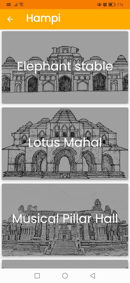 ಮೊಬೈಲ್‌ನಲ್ಲಿ ಡಿಜಿಟೂರ್‌ ಆ್ಯಪ್‌ ತೆರೆದಾಗ ಕಾಣಿಸುವ ಸ್ಮಾರಕಗಳ ಇಣುಕುನೋಟ